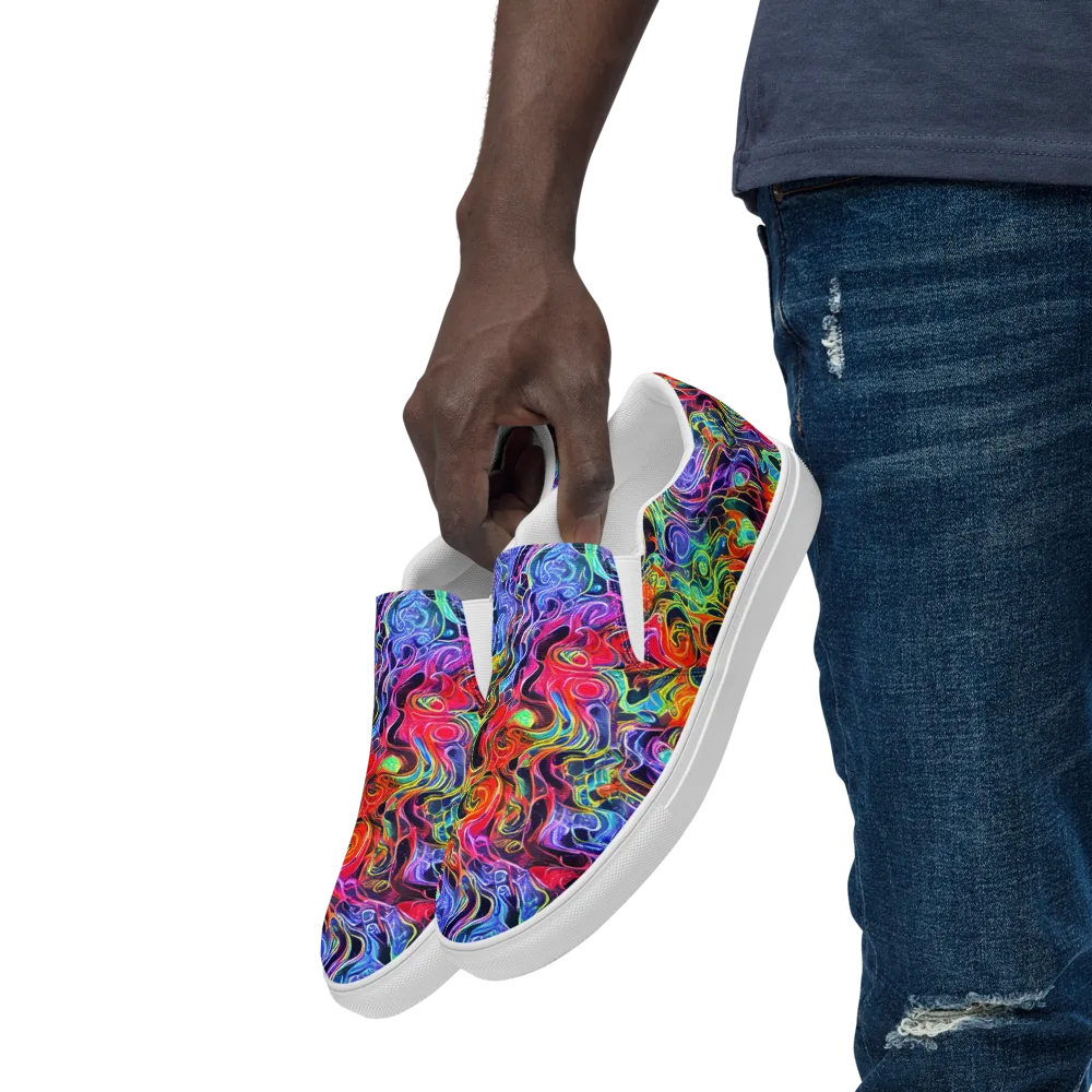Riotous Aurora on Men's Slip-On Canvas Shoes — Left Front