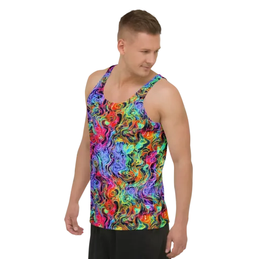 Riotous Aurora on a Men's Tank Top