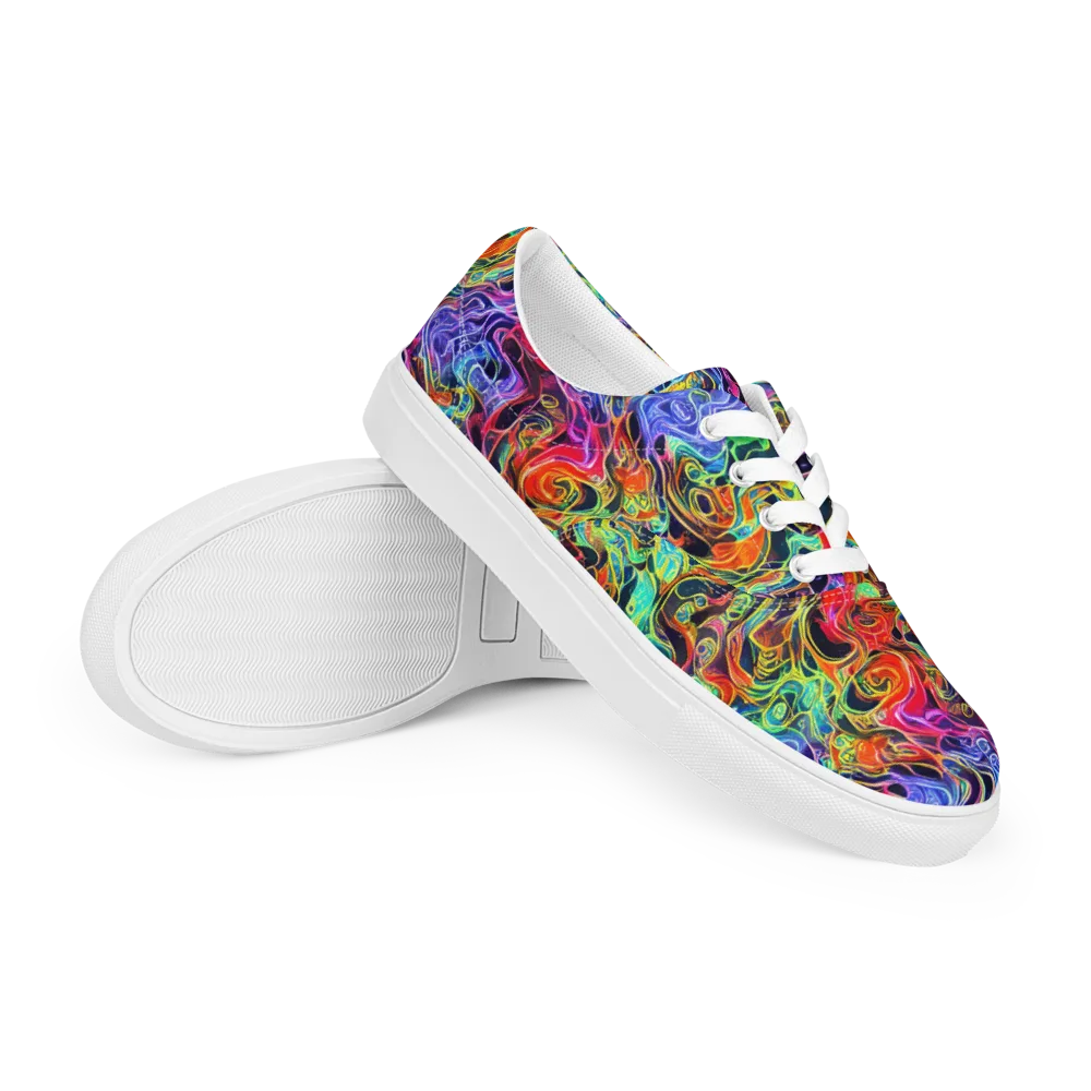 Riotous Aurora on Men's Lace-Up Canvas Shoes — Right Front