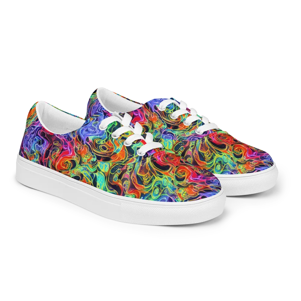 Riotous Aurora on Men's Lace-Up Canvas Shoes — Right Front