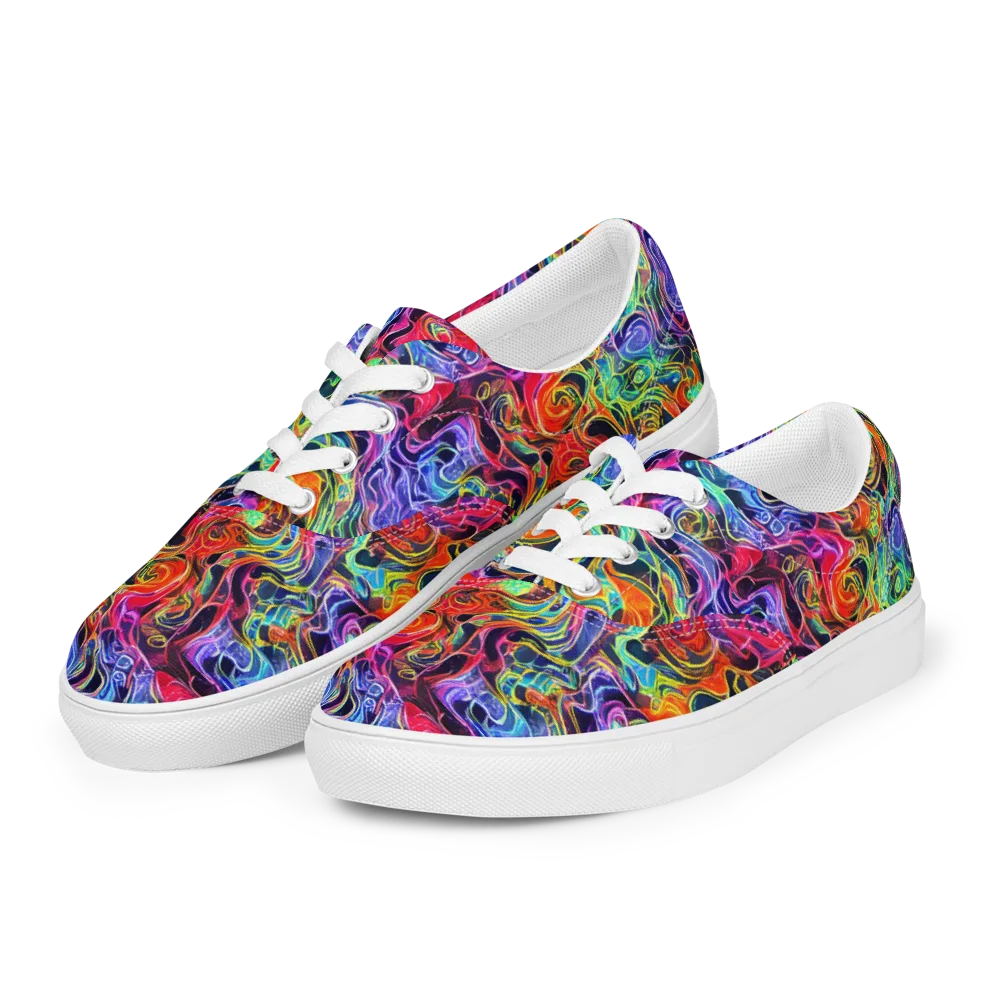 Riotous Aurora on Men's Lace-Up Canvas Shoes — Left Front