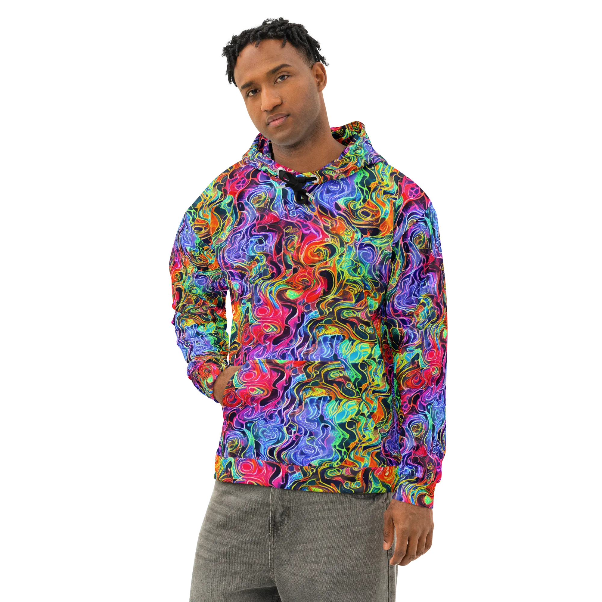 Riotous Aurora on Cotton Hoodie — Left Front