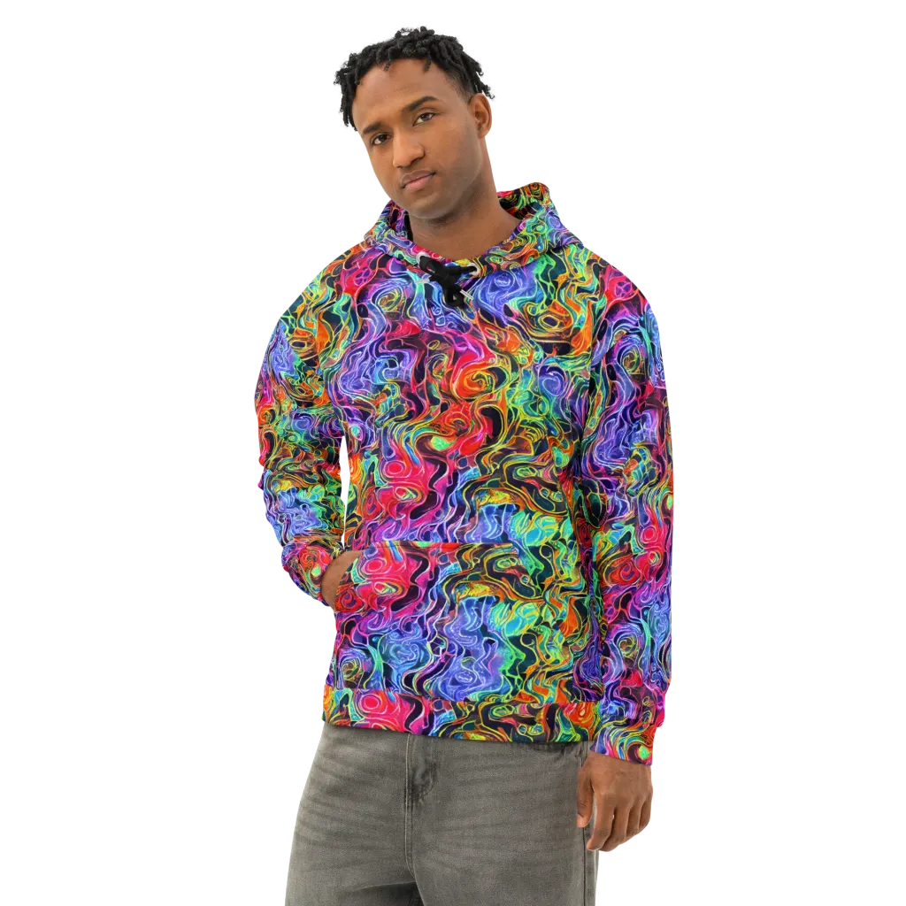 Riotous Aurora on Cotton Hoodie — Left Front
