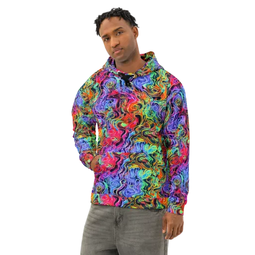 Riotous Aurora on a Cotton Hoodie