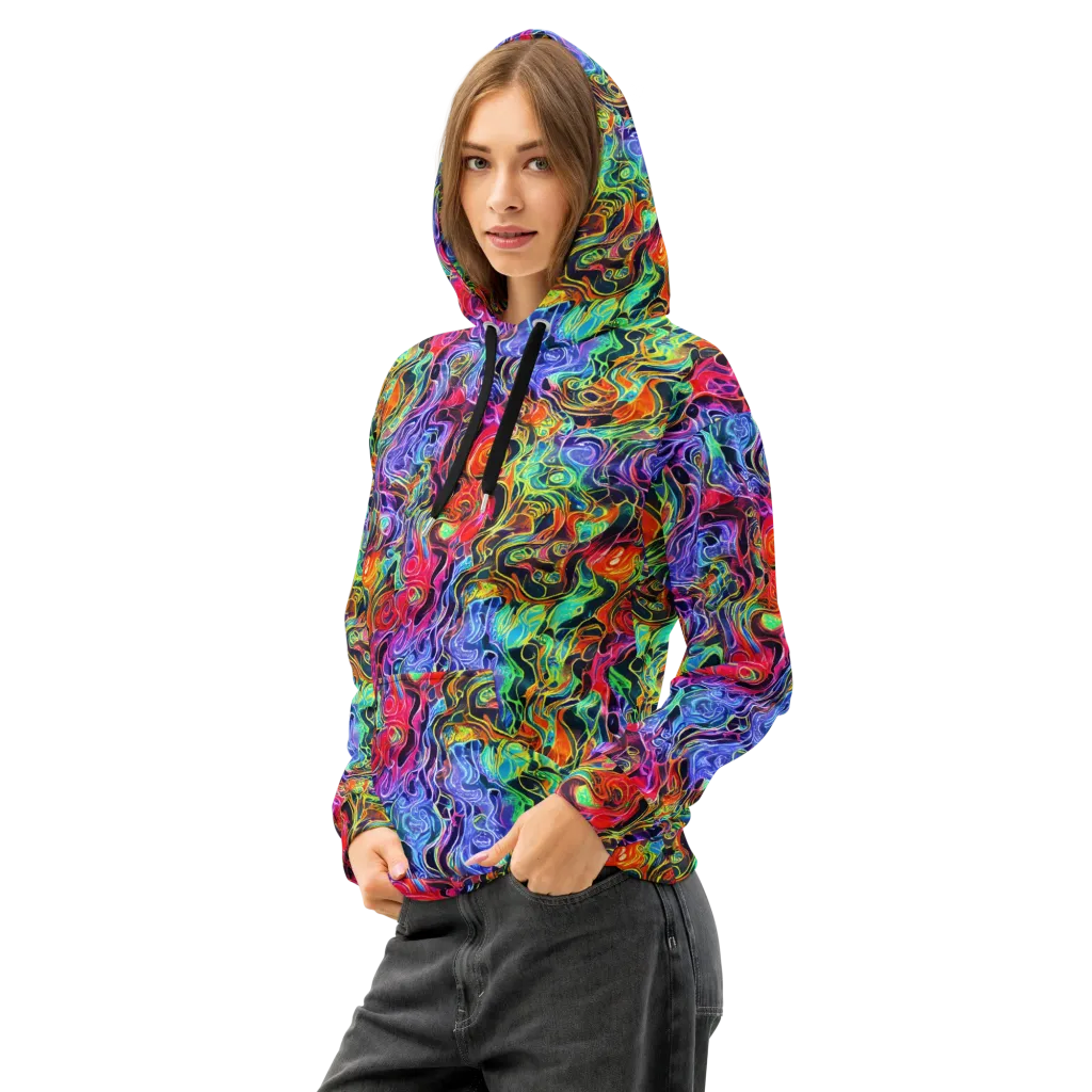 Riotous Aurora on Cotton Hoodie — Left Front