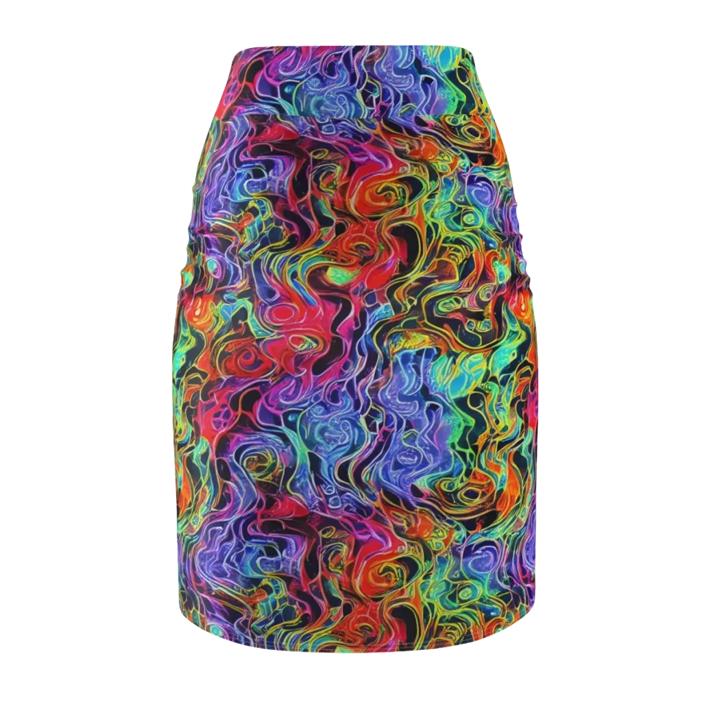 Riotous Aurora on Pencil Skirt — Back