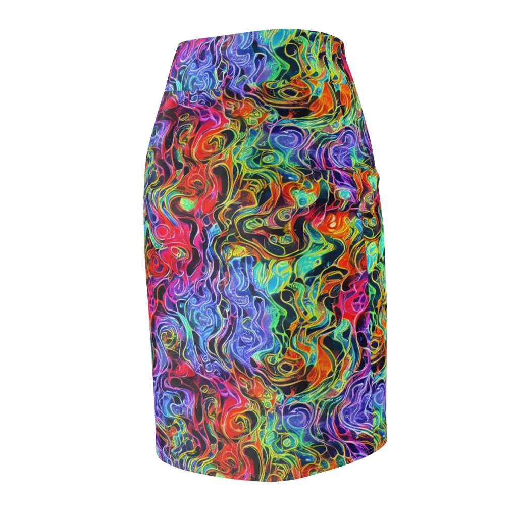 Riotous Aurora on Pencil Skirt — Back Side