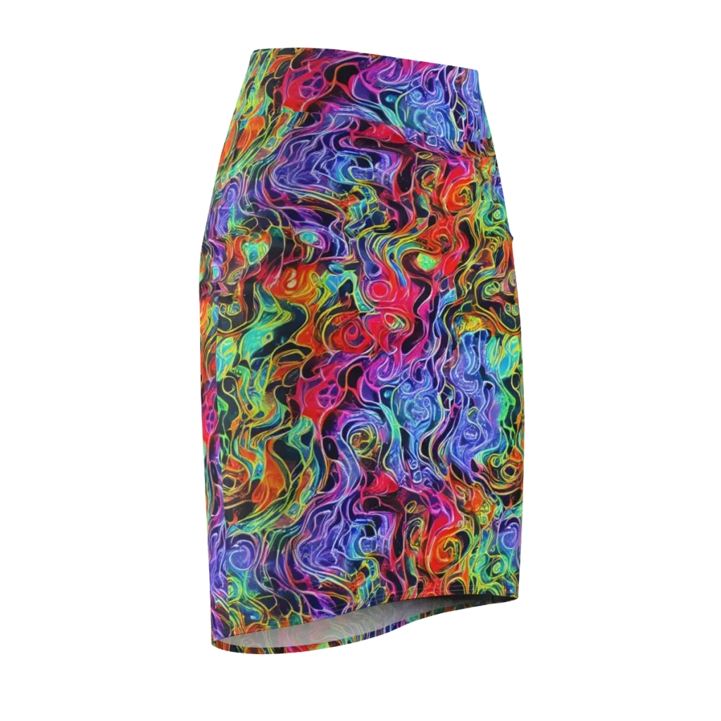 Riotous Aurora on Pencil Skirt — Front Side
