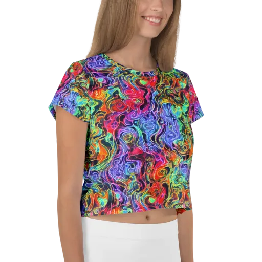 Riotous Aurora on a Crop Tee