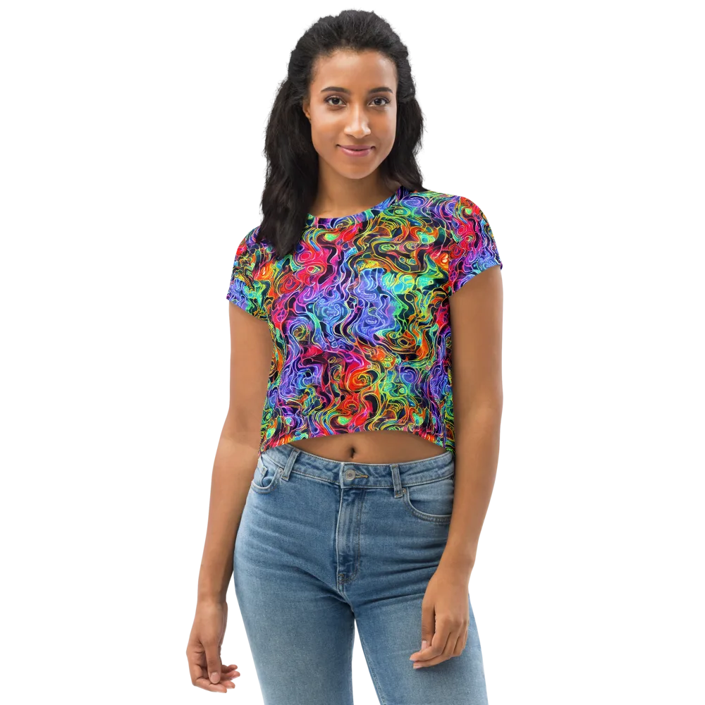 Riotous Aurora on Crop Tee — Front