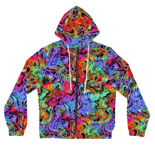 Riotous Aurora on a Women's Full-Zip Hoodie