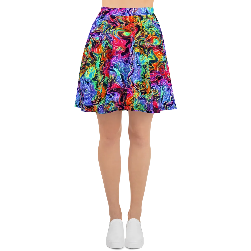 Riotous Aurora on Skater Skirt — Front