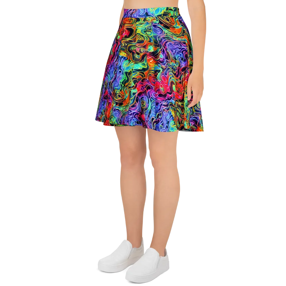 Riotous Aurora on Skater Skirt — Left