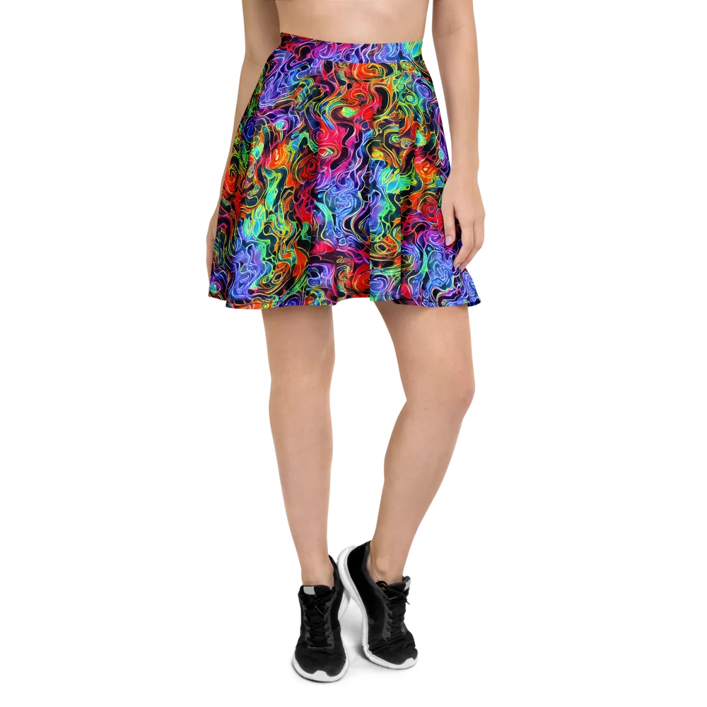Riotous Aurora on Skater Skirt — Front