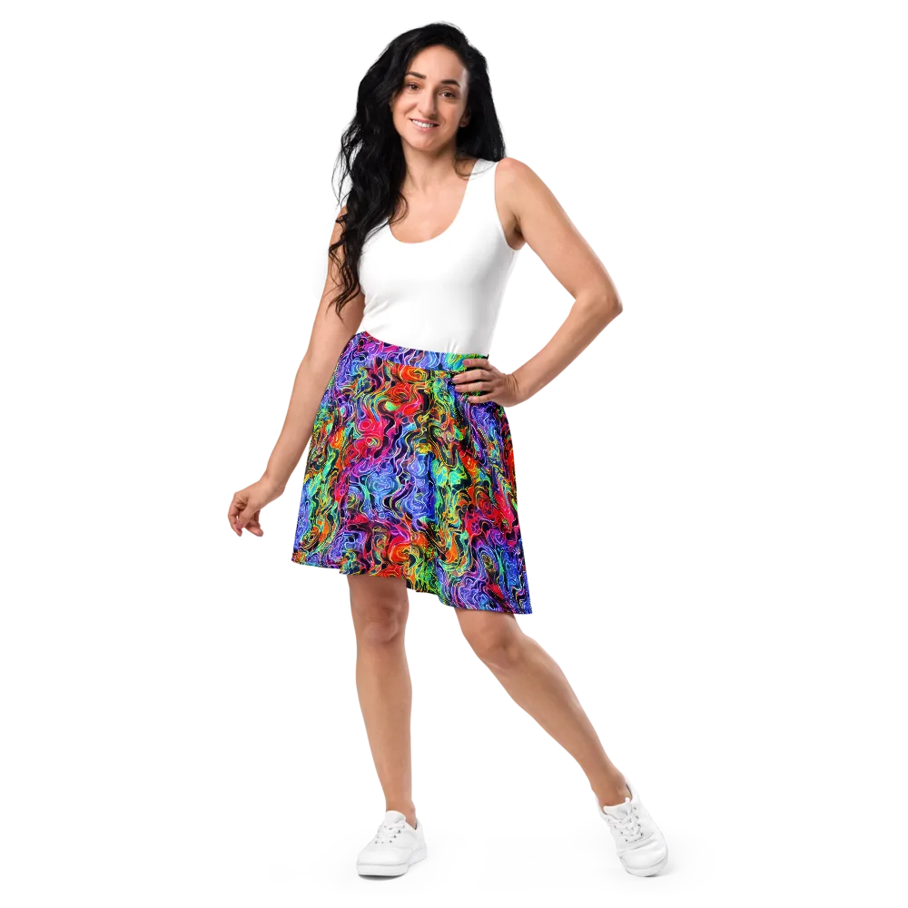 Riotous Aurora on Skater Skirt — Front