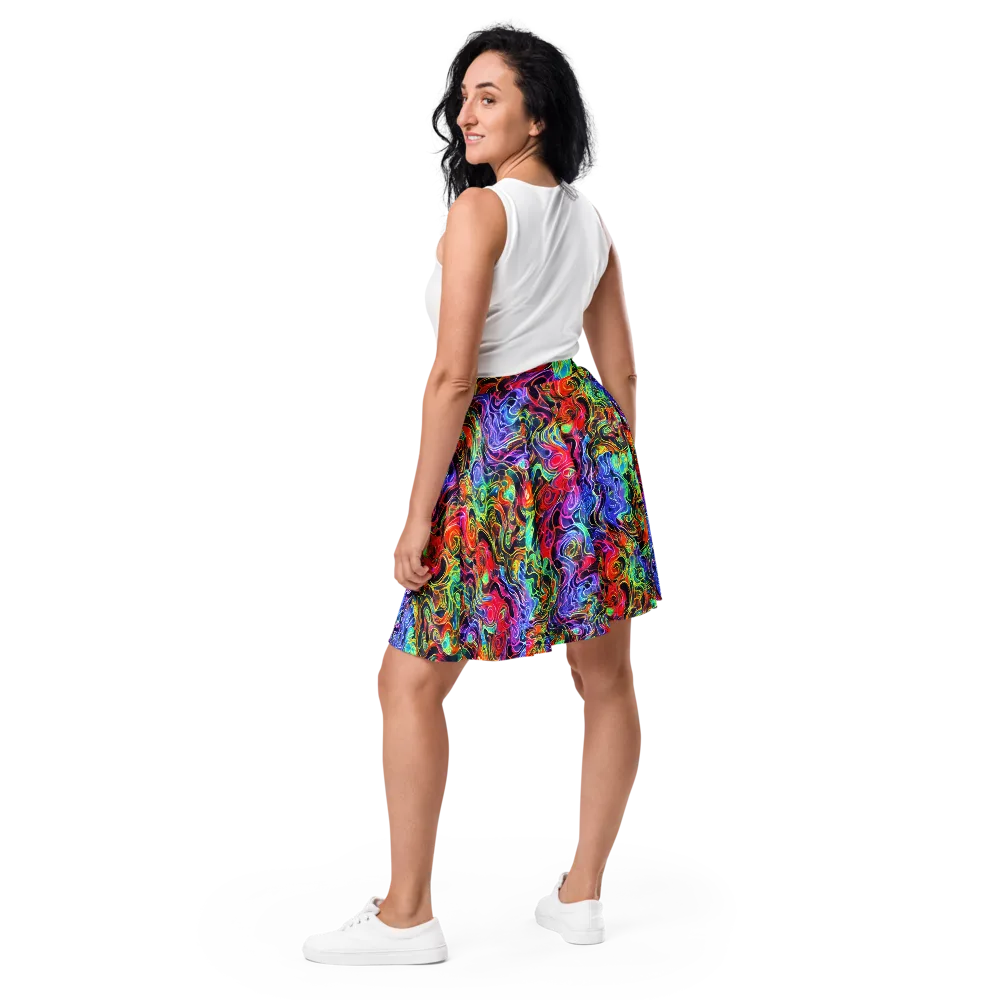 Riotous Aurora on Skater Skirt — Back