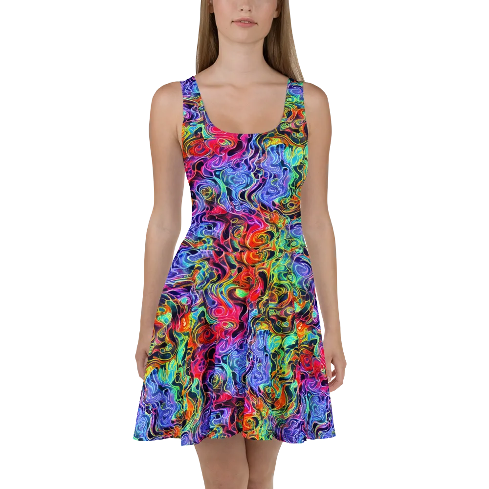 Riotous Aurora on Skater Dress — Front