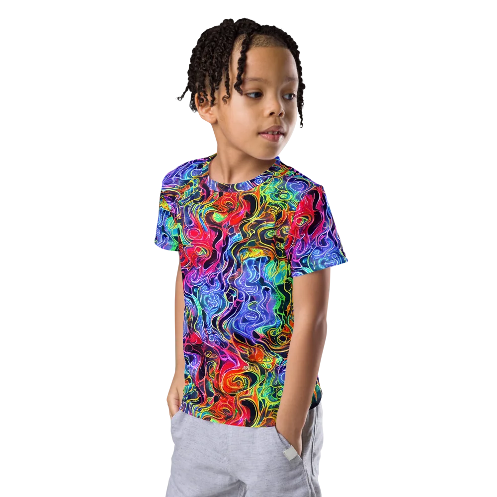Riotous Aurora on Kids Crew Neck T-Shirt — Left Front