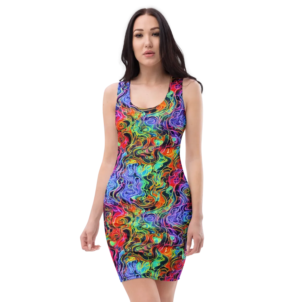 Riotous Aurora on Bodycon Dress — Front
