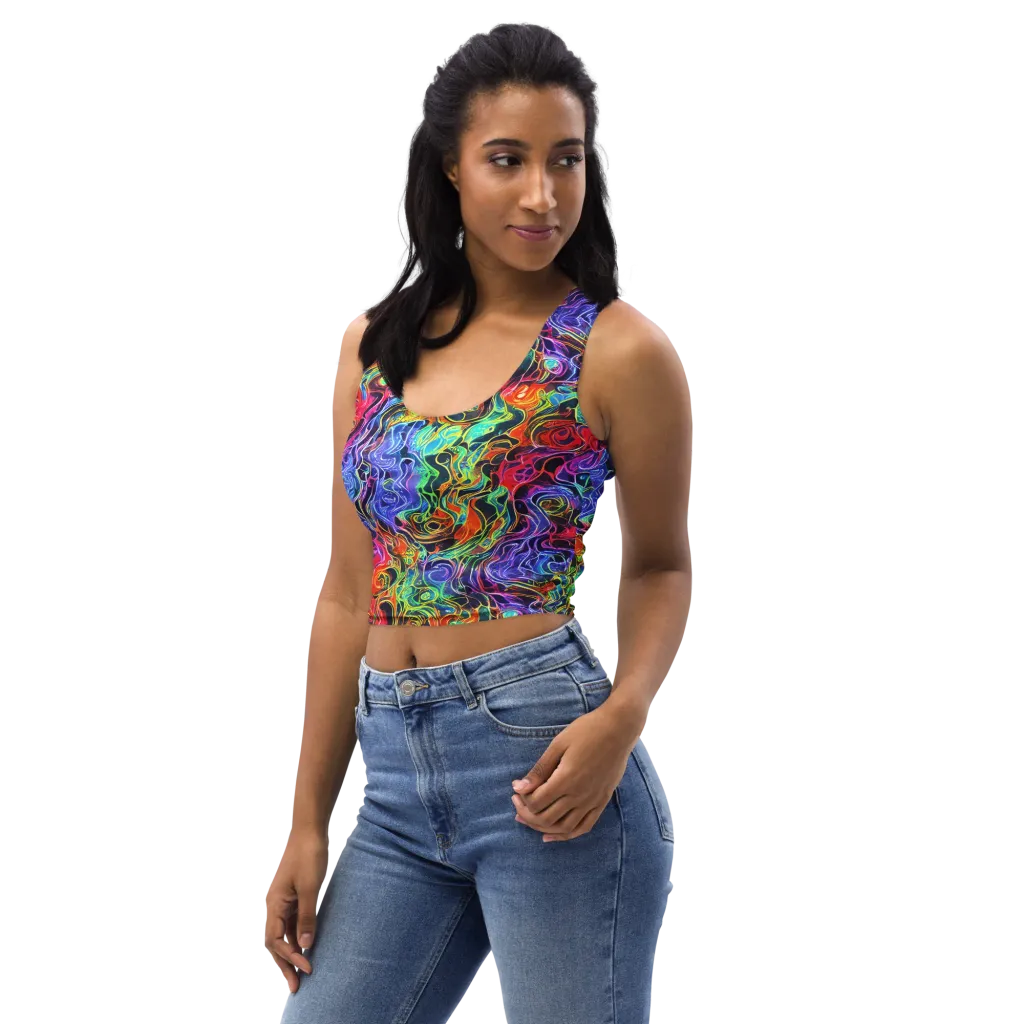 Riotous Aurora on Crop Top — Left Front