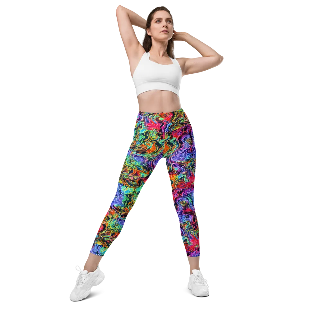Riotous Aurora on Leggings with Pockets — Front