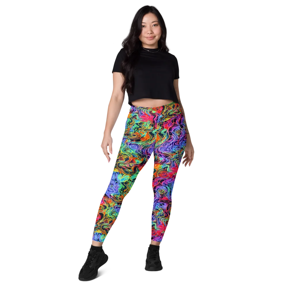 Riotous Aurora on Leggings with Pockets — Front
