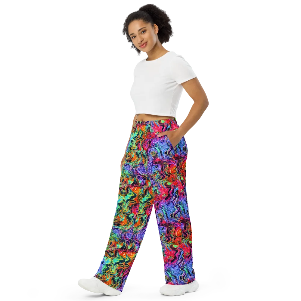 Riotous Aurora on Wide-Leg Pants — Left Front