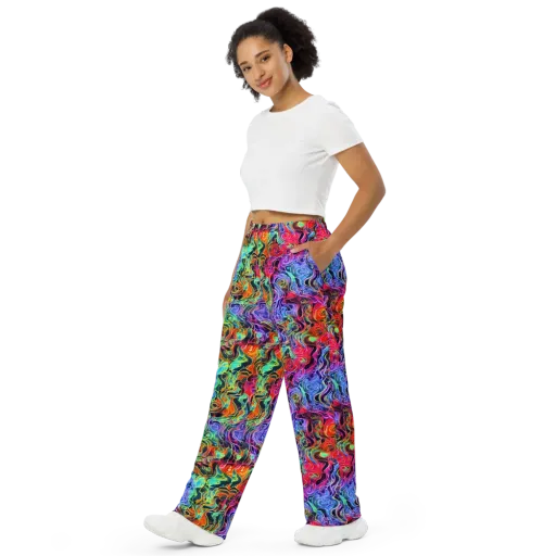 Riotous Aurora on a Wide-Leg Pants