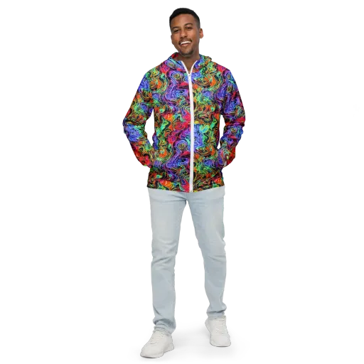 Riotous Aurora on a Men's Windbreaker
