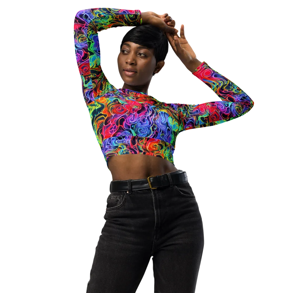 Riotous Aurora on Long Sleeve Crop Top — Front