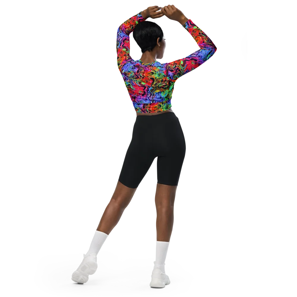 Riotous Aurora on Long Sleeve Crop Top — Back