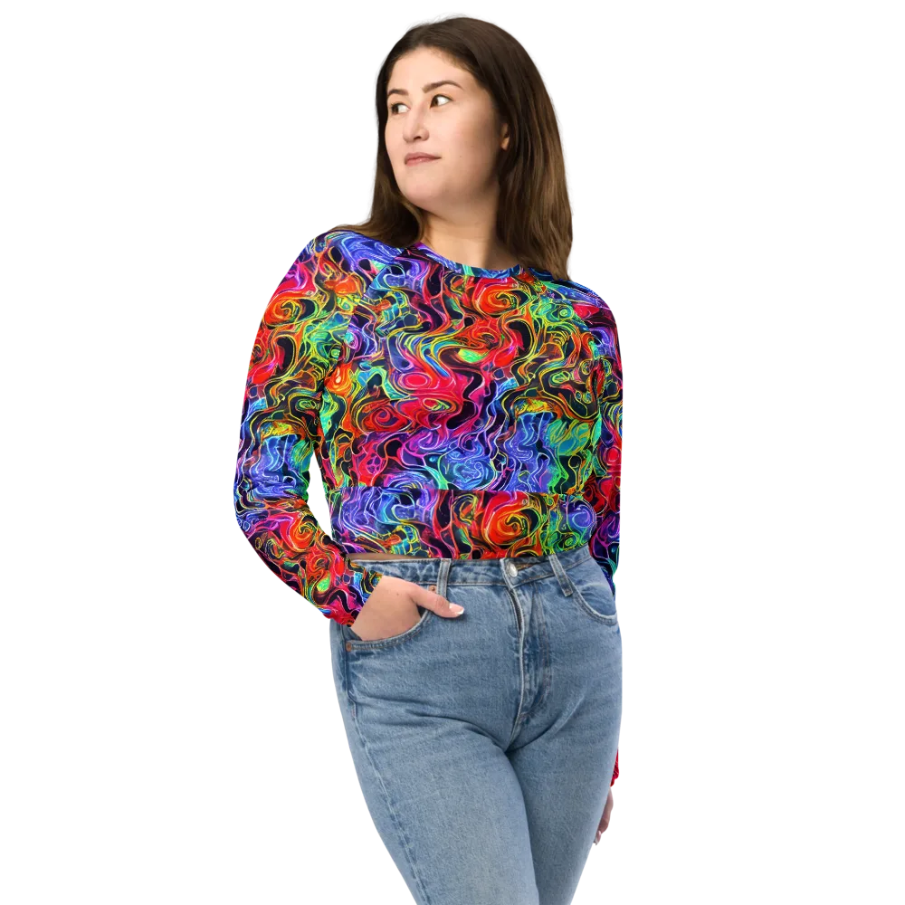 Riotous Aurora on Long Sleeve Crop Top — Front