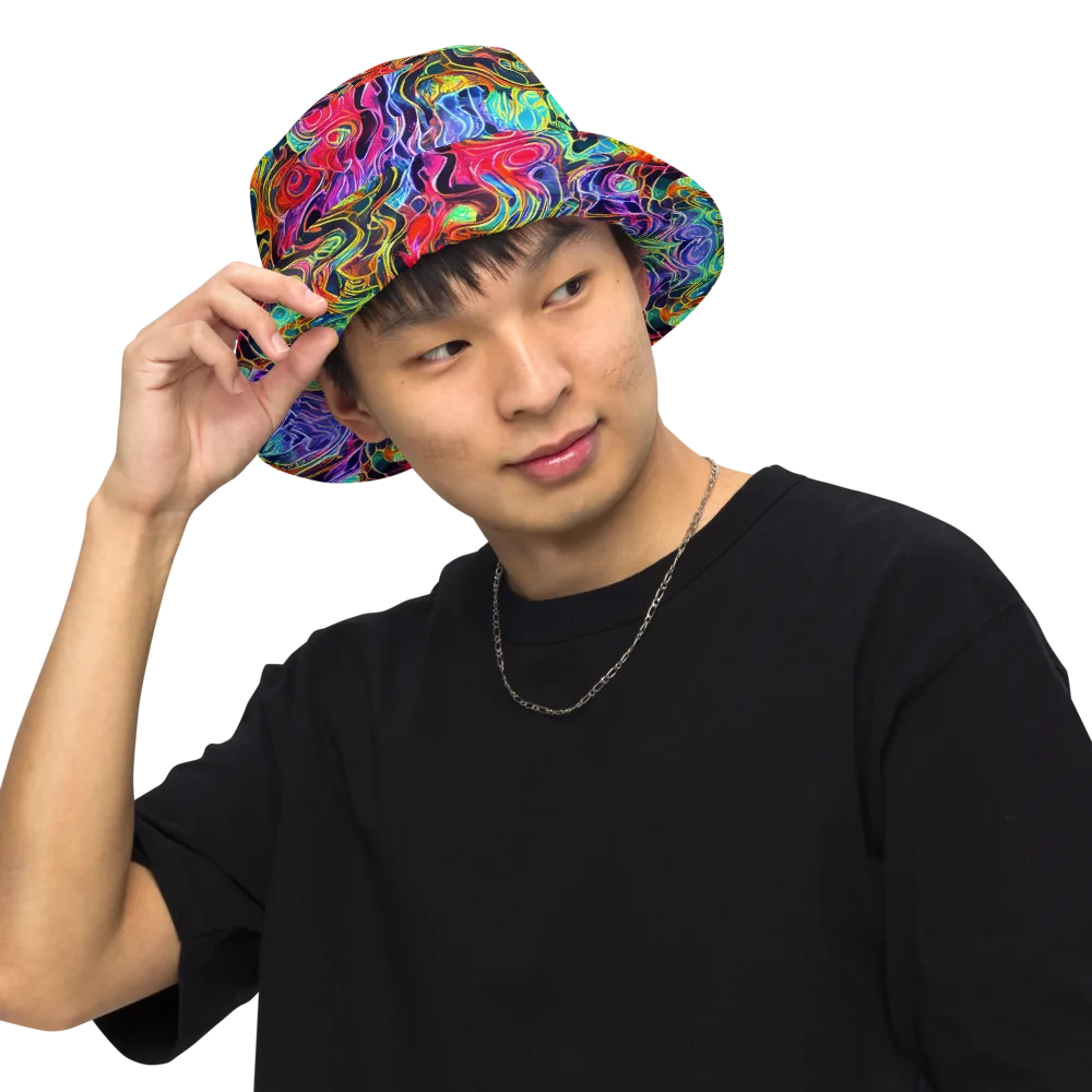 Riotous Aurora on Reversible Bucket Hat — Front Inside