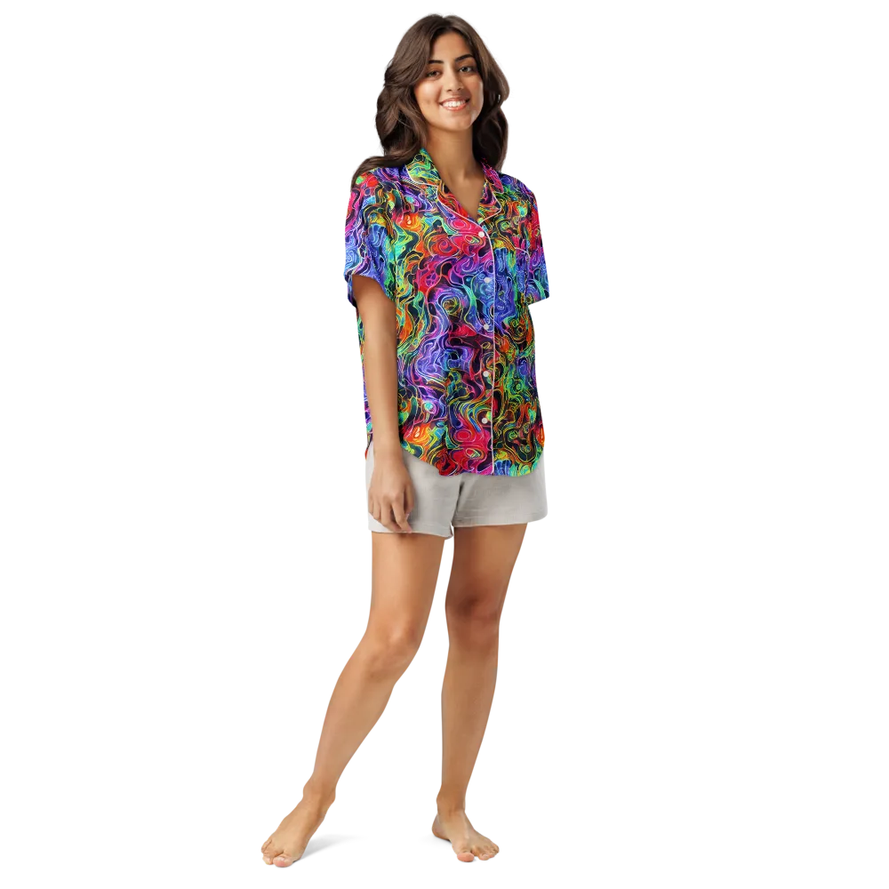 Riotous Aurora on Women's Short Sleeve Pajama Top — Front