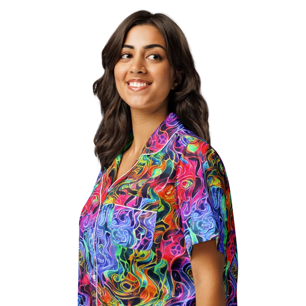Riotous Aurora on Women's Short Sleeve Pajama Top — Left Front