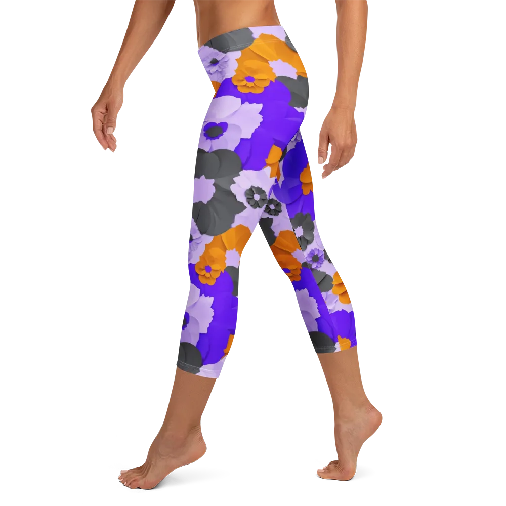 Ember Petals on Capri Leggings — Left