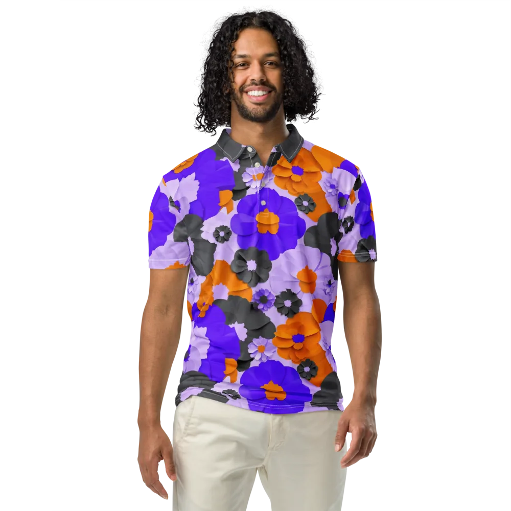 Ember Petals on Men's Slim Fit Polo Shirt — Front