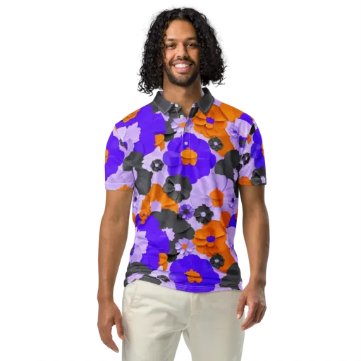 Ember Petals on a Men's Slim Fit Polo Shirt
