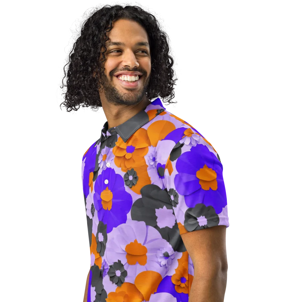 Ember Petals on Men's Slim Fit Polo Shirt — Left Front