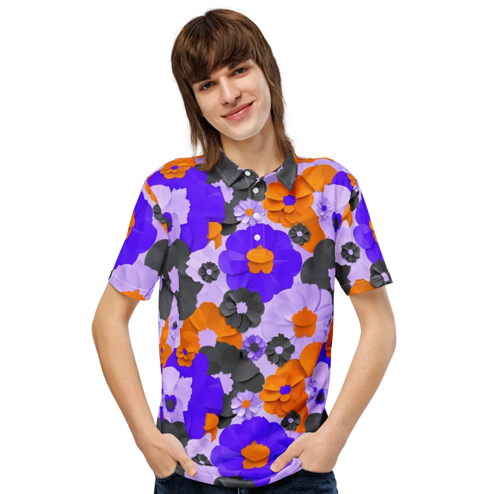 Ember Petals on Men's Slim Fit Polo Shirt — Front