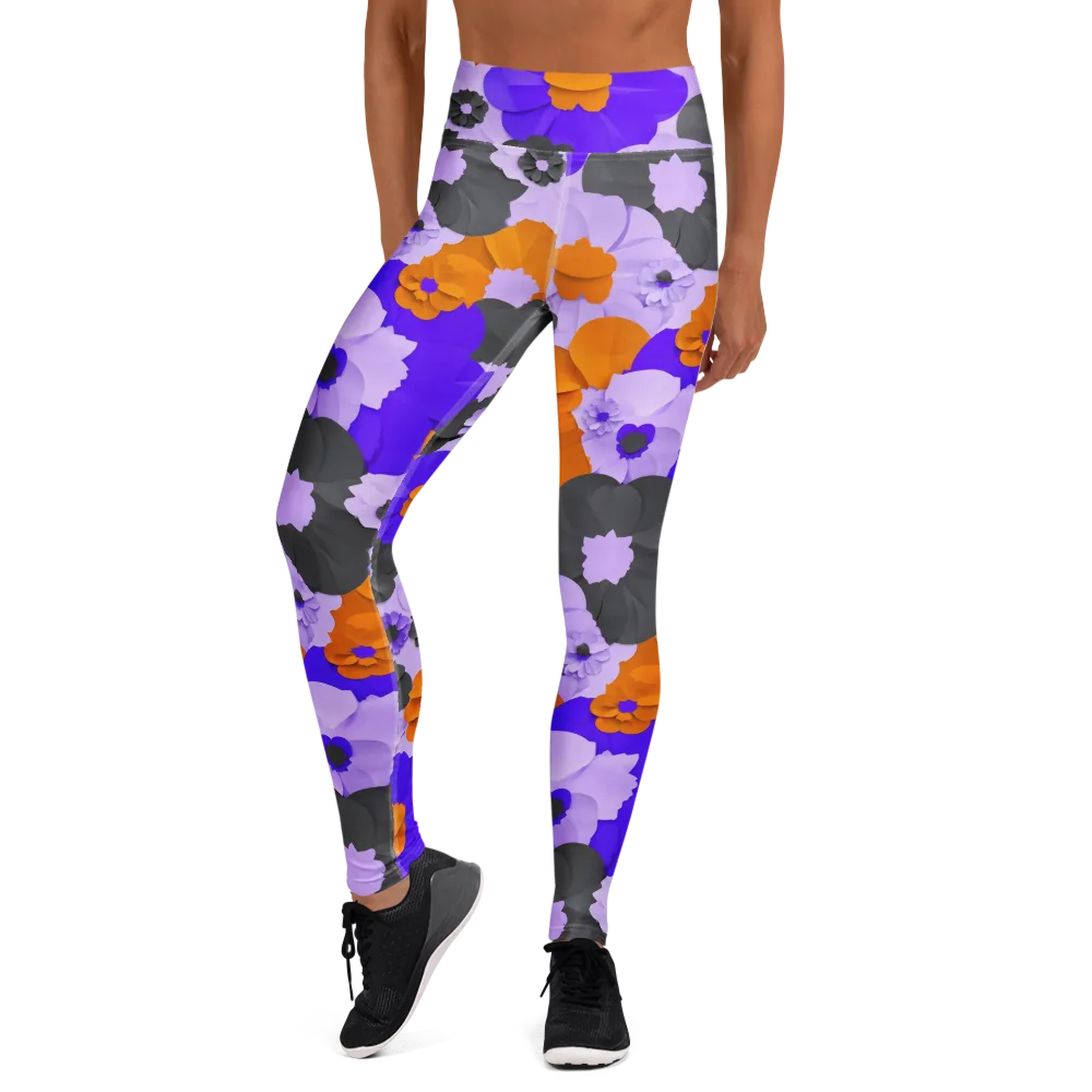 Ember Petals on Yoga Leggings — Front