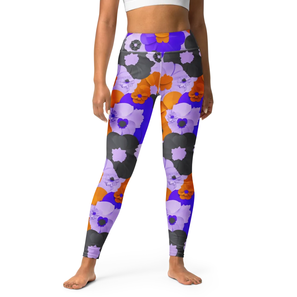 Ember Petals on Yoga Leggings — Front