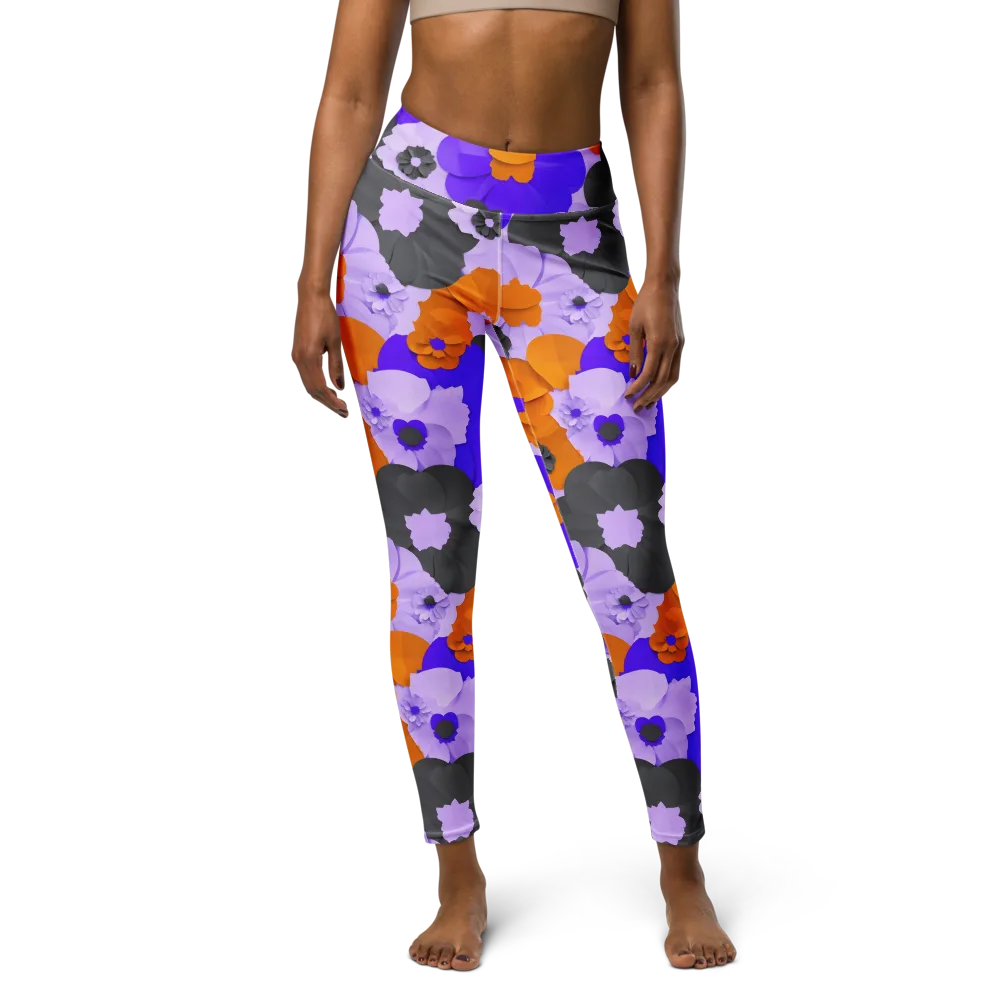 Ember Petals on Yoga Leggings — Front