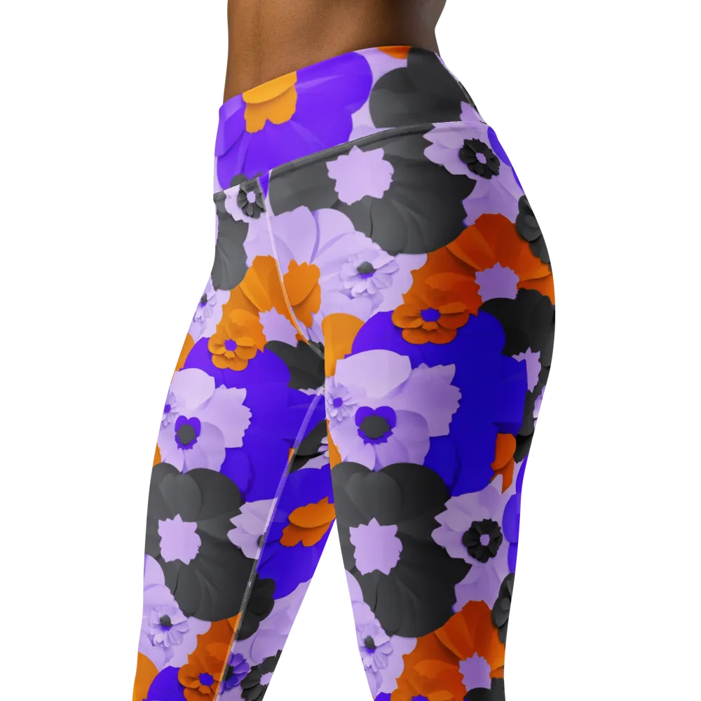 Ember Petals on Yoga Leggings — Left Front