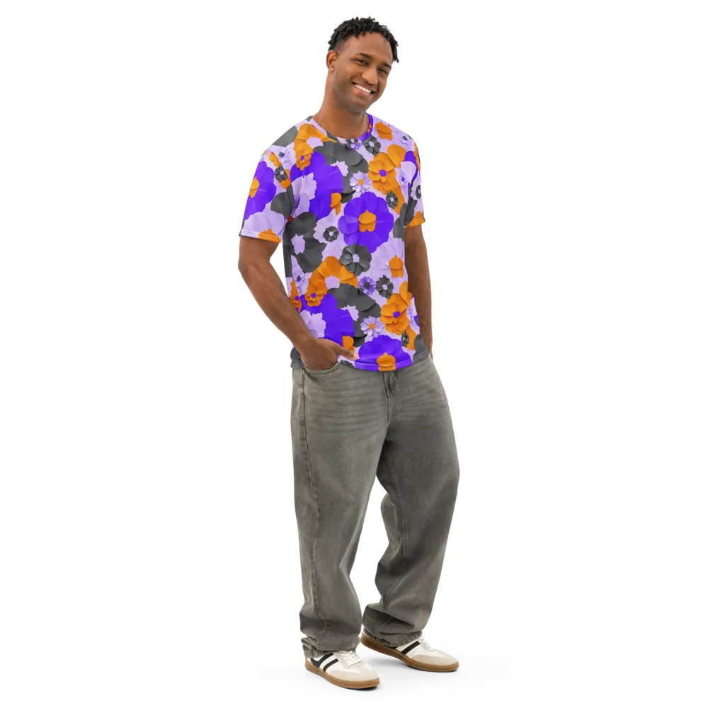 Ember Petals on Men's Cotton Crew Neck T-Shirt — Right Front