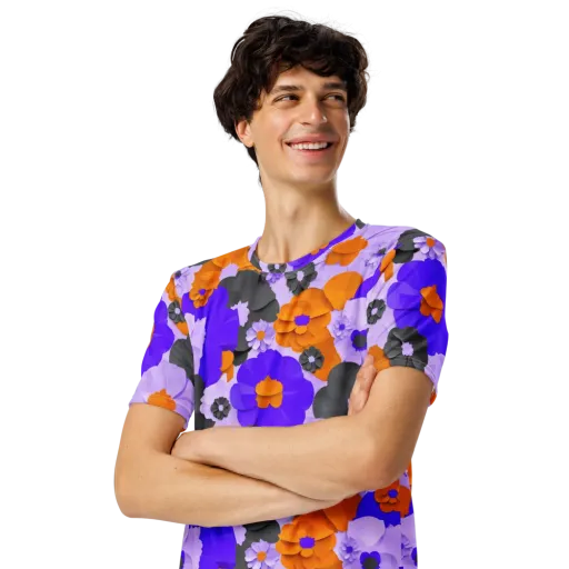 Ember Petals on a Men's Crew Neck T-Shirt