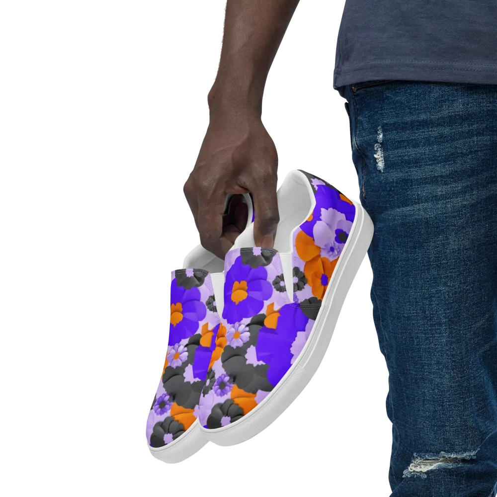 Ember Petals on Men's Slip-On Canvas Shoes — Left Front