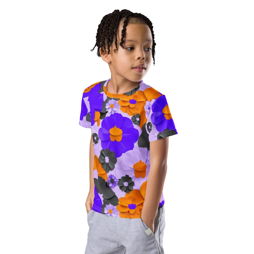 Ember Petals on Kids Crew Neck T-Shirt — Left Front