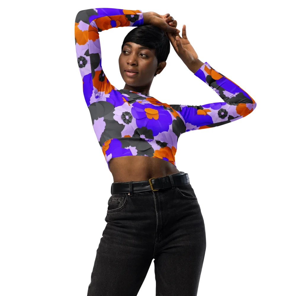 Ember Petals on Long Sleeve Crop Top — Front