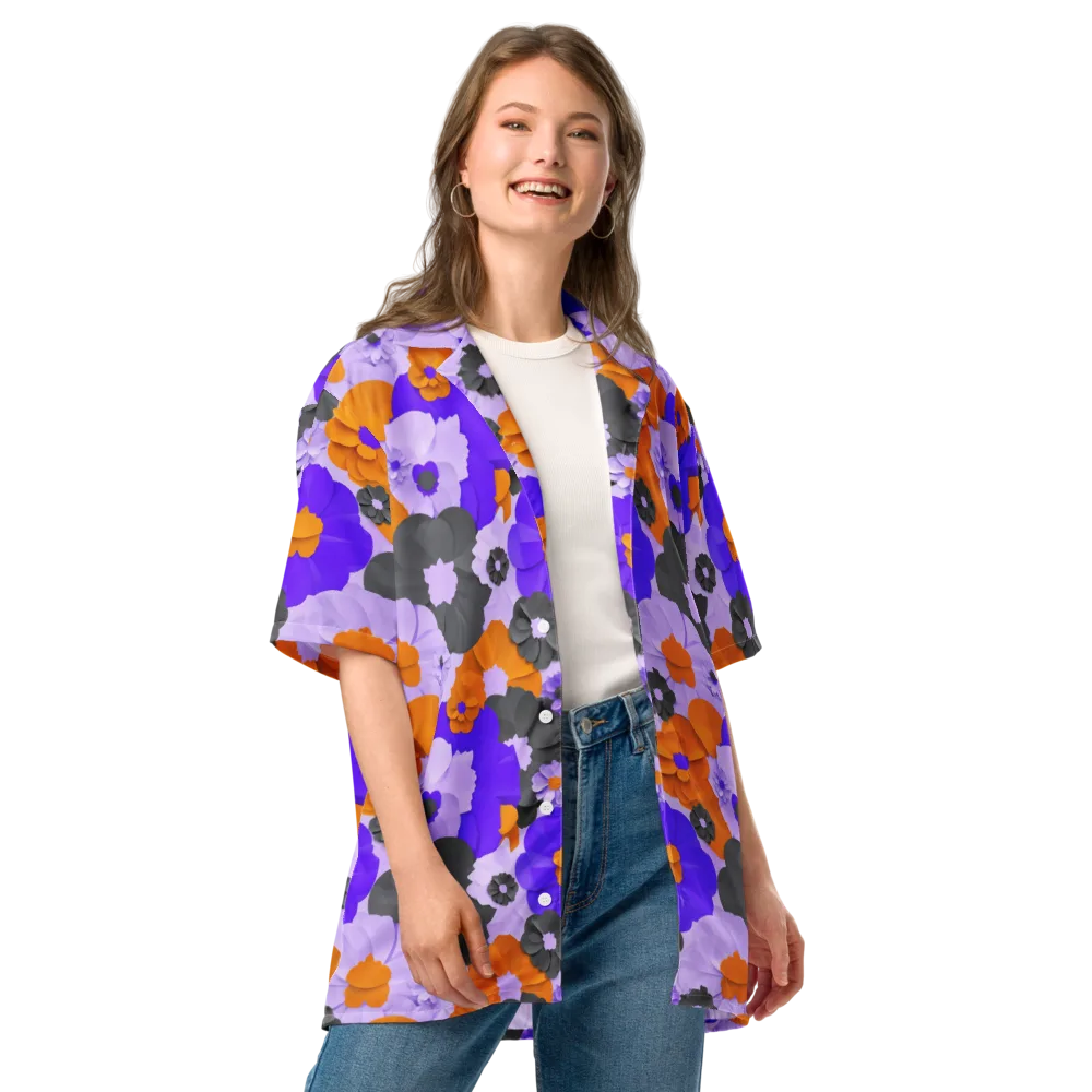 Ember Petals on Button Shirt — Front